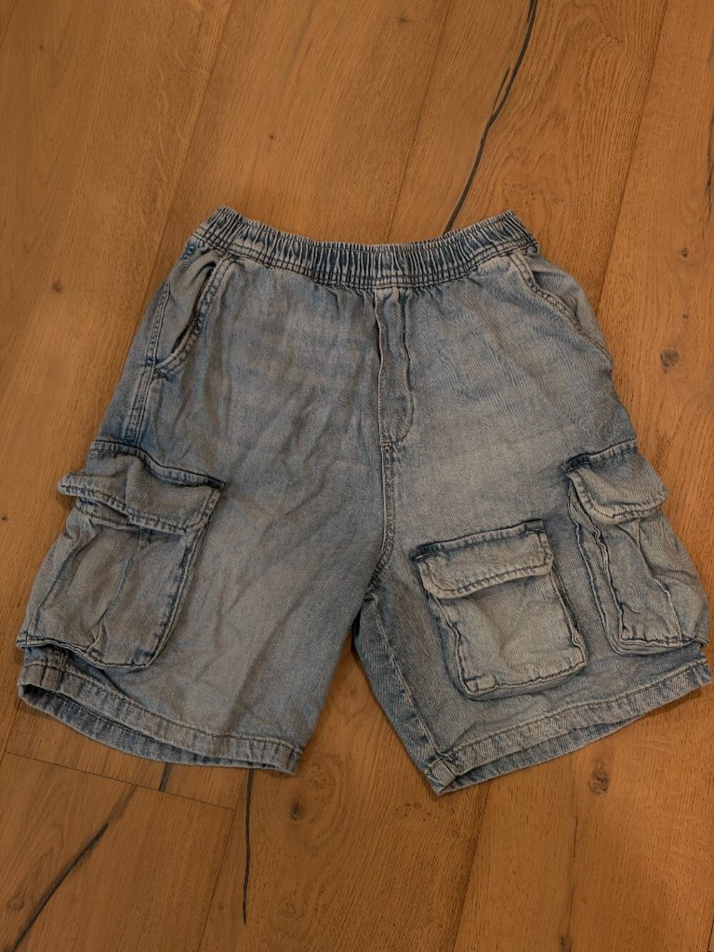 Zara Boys Denim Cargo Shorts Elastic Waist